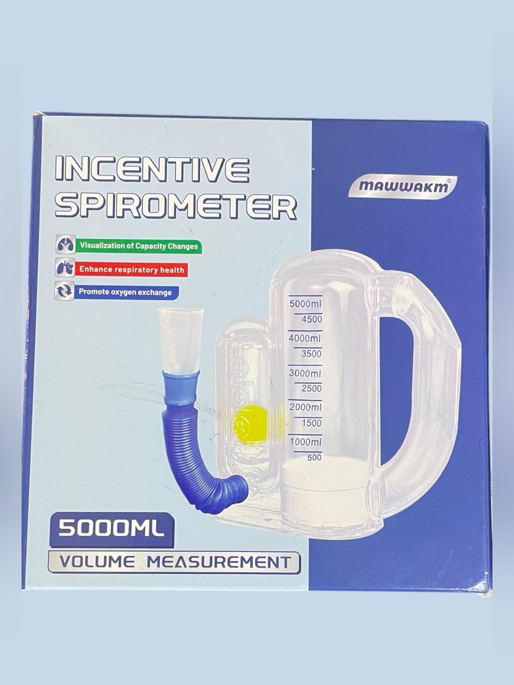 Incentive SPIROMETER Deep Breathing Exercise Respiratory 5000ml MAWWAKM NEW NIB